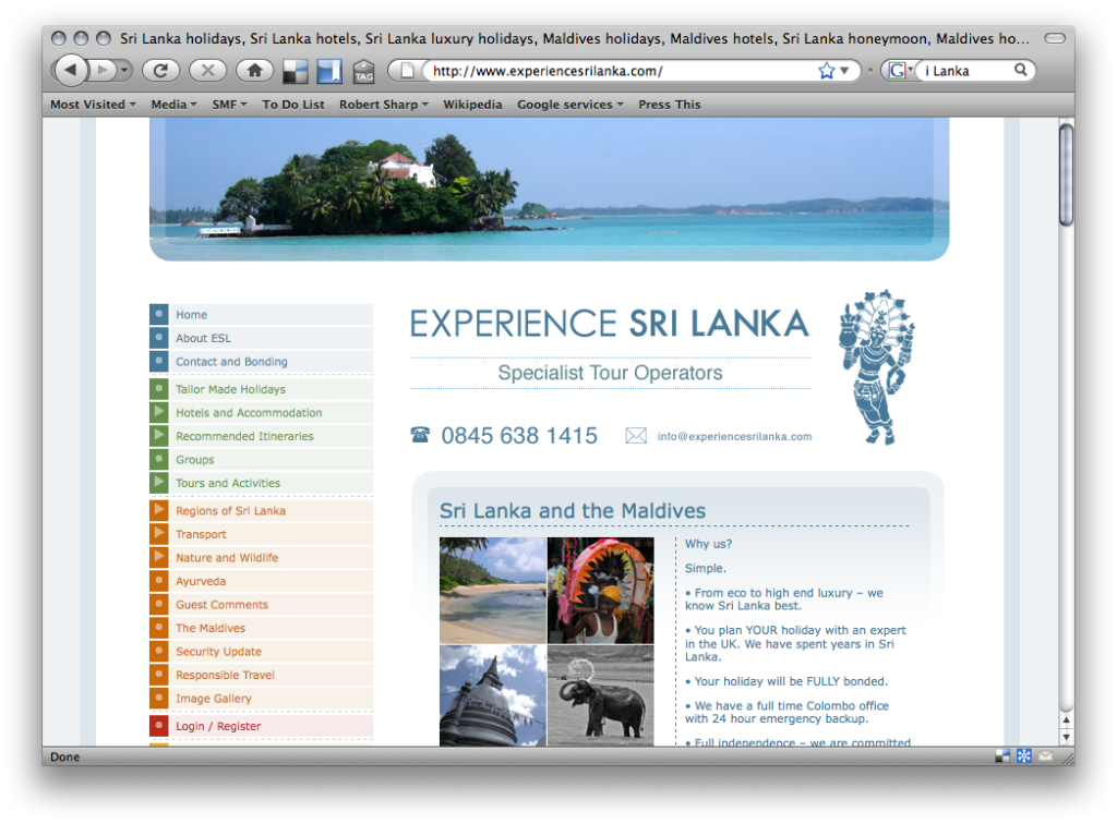 Experience Sri Lanka website